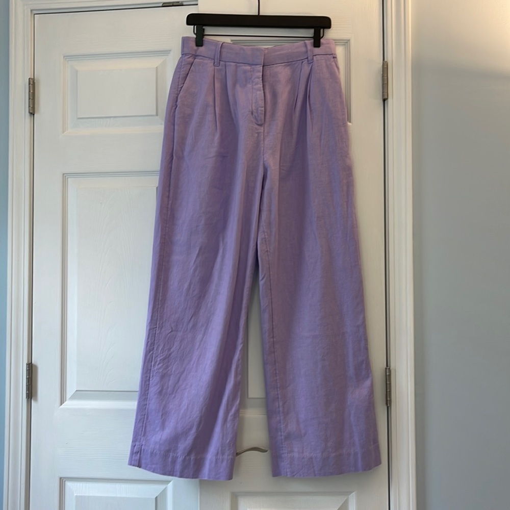Abercrombie Linen-Blend Tailored Wide Leg Pant Size Medium Short